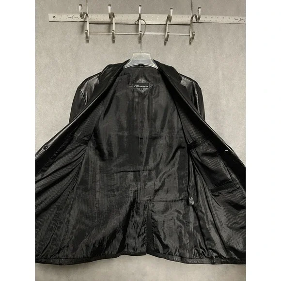 Jones New York Blazer Men 42R 44R Black City Leather Academia Casual Coat Luxury